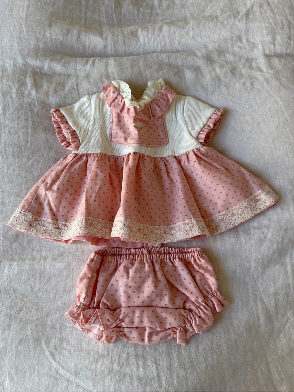 Marta y Paula Infant Girl Dress and Bloomers Matching Set 12 Months New